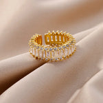 Load image into Gallery viewer, Fashion Luxury Zircon Charm Baguette Cubic Zirconia Wedding Rings For Women Gold Color Open Finger Ring Party Jewelry Gift