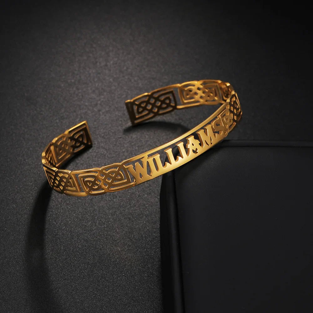 Diamon Personalized Custom Name Bracelet Set Stainless Steel Jewelry Celtic Knot Thick Chain Nameplate for Women Jewelry Gifts