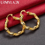 Load image into Gallery viewer, URMYLADY Round Twist Hoop Earrings 24K Gold For Women Charm Wedding Engagement Fashion Party Jewelry