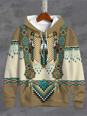 Vintage Ethnic Pattern Print Men's Hoodie Autumn Long Sleeves Hooded Sweatshirt Fashion Casual Streetwear Male Oversized Clothes