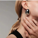 Load image into Gallery viewer, Fashion Jewelry Popular Style Earring Necklace Set Chian Smooth Oval Metal Pendant Necklace For Women Girl Gift Accessories