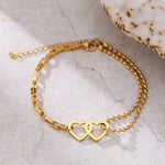Load image into Gallery viewer, Stainless Steel Bracelets Sweet Hearts Unique Stacked Bead Chain Girls Charms Fashion Couple Bracelet For Women Jewelry Gifts