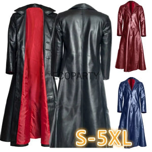 Women Lapel Gothic Punk Black Long Coat Winter Leather Long Jacket Goth Vampire Coat Dark Knight Cool Cape Coat