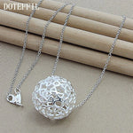 Load image into Gallery viewer, DOTEFFIL 925 Sterling Silver 18 Inch Chain Hollow Ball Love Heart Pendant Necklace For Woman Wedding Engagement Charm Jewelry