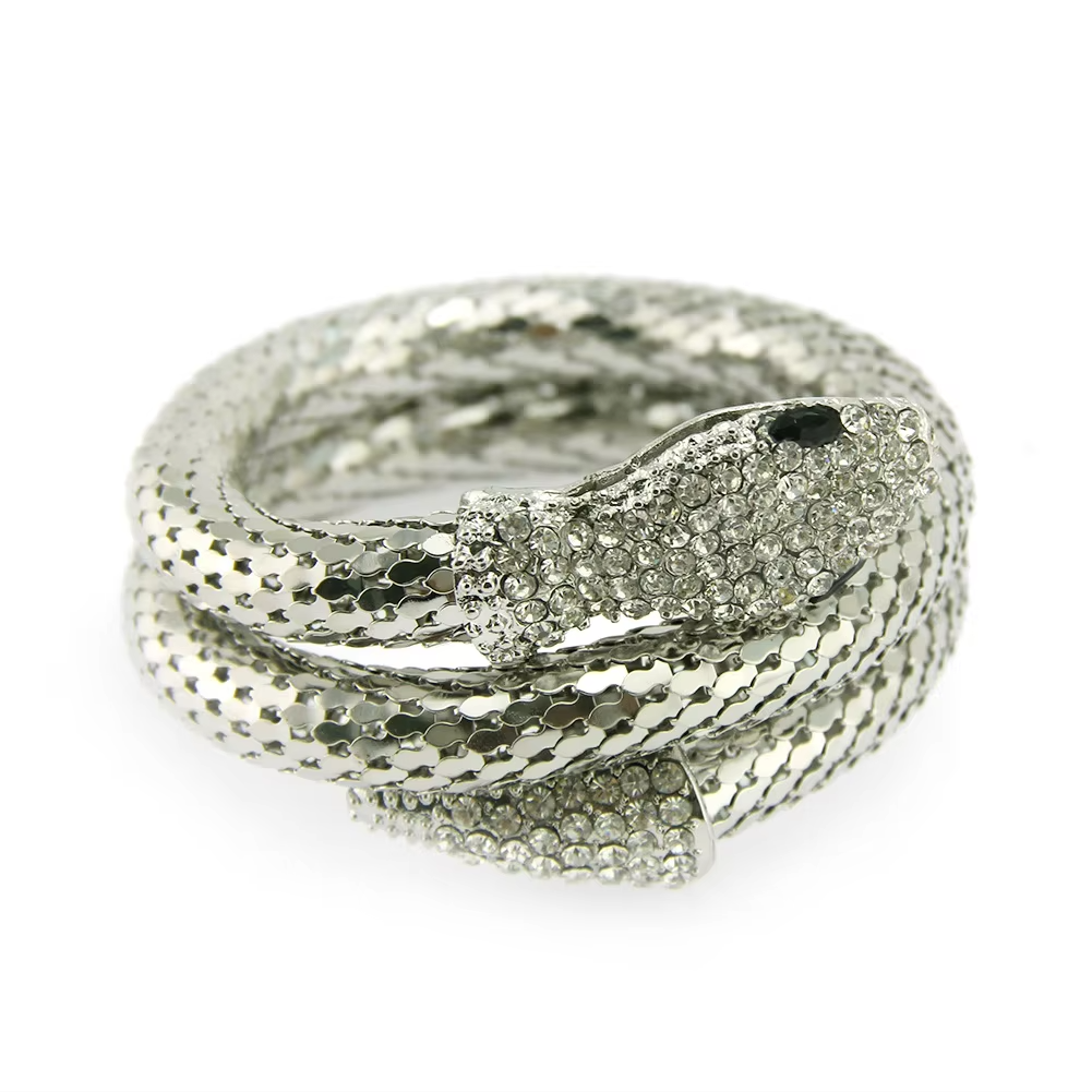 2022 new snake-shaped bracelet punk exaggerated fashion multi-layer full diamond multi-strand snake bracelet