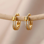 Load image into Gallery viewer, Cubic Zircon Hoop Earrings for Women Luxury Gold Color Stainless Steel Earrings 2024 Trend Piercing Aesthetic Ear Jewelry aretes