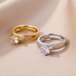 Load image into Gallery viewer, Stainless Steel Round Rings Women Zircon Geometric Gold Color Ring Aesthetic Wedding Party Jewelry Gift Bague Femme