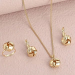 Load image into Gallery viewer, special for you Exclusive offer Three-pcs European and American retro style simple knotting flower rose necklace, earrings and ring wedding ball jewelry set
