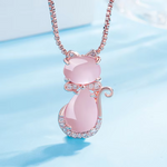 Load image into Gallery viewer, Fashion Cute Pink Cat Eye Necklace Women Pendant Necklace Elegant Romantic Necklace Casual Daily Jewelry Gift
