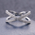 Load image into Gallery viewer, Huitan Luxury Cross X Shape Women Engagement Ring Full Paved CZ Stone Silver Color Elegant Simple Female Jewelry Ring Hot Sale