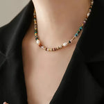 Load image into Gallery viewer, 1 Piece Of Women's Semi Precious Gemstone Necklace, Vintage And Unique Luxurious Freshwater Pearls And Natural Crystals, Titanium Steel Beaded Natural Pearl Necklace, Elegant Jewelry, Perfect For Daily Wear, Valentine's Day Or Birthday Gift