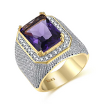 Load image into Gallery viewer, Fashion Rings Square Big Width Signet Rings 14K gold color man Finger Cubic Zirconia Big Stone Men Ring Jewelry anel New