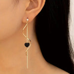 Load image into Gallery viewer, Exquisite Black Heart Spiral Lines Dangle Earrings - 18K Plated, Elegant, Cute, Valentine's Day Gift, Hypoallergenic, Nickel-Free, Durable, Long-Lasting Jewelry