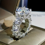 Load image into Gallery viewer, Hot Selling Silver Plated Rings For Women Square Cubic Zircon Jewelry Wedding Engagement Ring Wholesale Size 6-10
