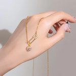 Load image into Gallery viewer, 1 Pcs niche design pin love copper pendant with stainless steel chain combination of light luxury style jewelry items