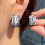 Load image into Gallery viewer, Huitan Full Cubic Zirconia Hoop Earrings for Women Bling Bling Temperament Female Ear Accessories Luxury Bridal Wedding Jewelry