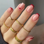 Load image into Gallery viewer, 24Pcs Glossy Almond-Shaped Full Cover French Nail Tips with Romantic Red Heart Design Press-On Nail for Women Valentine Nail Art