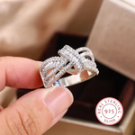 Load image into Gallery viewer, New Luxury Fashion Women 925 Silver Plated Wedding Party Ring Unique Bow Personality Zircon Ring Exquisite Jewelry