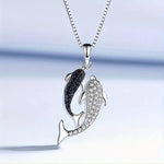 Load image into Gallery viewer, Double dolphin necklace female plated s925 silver clavicle chain gorgeous micro inlaid pendant Korean item jewelry