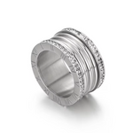 Load image into Gallery viewer, Elegant Stainless Steel Large Rings for Women Roman Alphabet Shiny Zircon Ring Chunky Anillos Mujer Party Wedding Jewelry Luxury