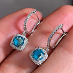 Load image into Gallery viewer, Huitan New Trendy Square Shape Drop Earrings Brilliant Bridal Engagement Wedding Jewelry Elegant Female Dangle Earring Nice Gift