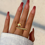Load image into Gallery viewer, Creative Irregular Geometric Tiny Ball Open Ring for Women Wedding Punk Gold Color Adjustable Finger Ring Couple Accessories New