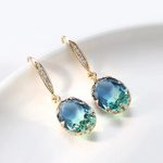 Load image into Gallery viewer, Trendy Cubic Zirconia Copper Drop Earrings For Women Girls Brown Crystal Pendant Earring Party Birthday Daily Jewelry