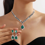 Load image into Gallery viewer, Luxurious Droplet Rhinestone Earrings and Pendant Necklace Set - Shiny Inlaid Dangle Design, Bling Bling Style, Ideal for Banquet and Wedding Occasions, High-Quality Jewelry with Exquisite Craftsmanship, Perfect Gift for Loved Ones