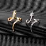 Load image into Gallery viewer, Shiny Rhinestone Zircon Snake Rings For Women Exaggerated Punk Adjustbale Gold Color Animal Snake Finger Rings Wedding Jewelry