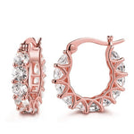 Load image into Gallery viewer, Huitan Full Paved Crystal CZ Hoop Earrings for Women Dazzling Accessories Wedding Party Delicate Birthday Gift Statement Jewelry