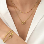 Load image into Gallery viewer, Stainless Steel Jewelry Sets High-end Atmosphere Love Bracelet Love Necklace Double Chain Design Jewelry Sets For Women Jewelry