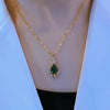 1pc Elegant And Stylish Faux Emerald Pendant Necklace, Perfect As A Gift For Birthdays Or Any Special Occasion