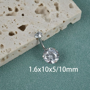 1Pc Surgical Steel CZ Crystal Navel Piercing Curved Barbell Belly Button Rings Helix Cartilage Piercing Body Jewelry
