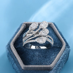 Fashion S925 Silver Plated Luxury Bold Big Wedding Ring Set for Bridal Women Engagement Finger Christmas Gift Jewelry