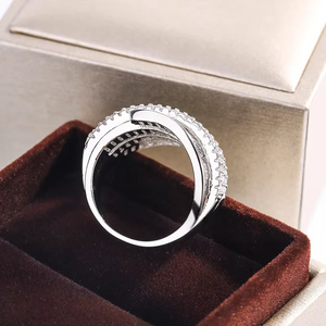 High Quality Interwoven Geometric White Zircon Ring 925 Silver for Ladies Men Wedding Party Engagement Jewelry Gift