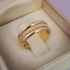 Vintage Band Ring 18k Gold Plated Paved Shining Gemstone Suitable For Men And Women Match Daily Outfits Party Decor Dupes Luxury Jewelry
