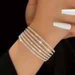 Load image into Gallery viewer, 1pc Trendy Minimalist Style Bangle Bracelet, Multi Layer Rhinestone Decor Bangle Bracelet, Exaggerated Hand Jewelry For Women
