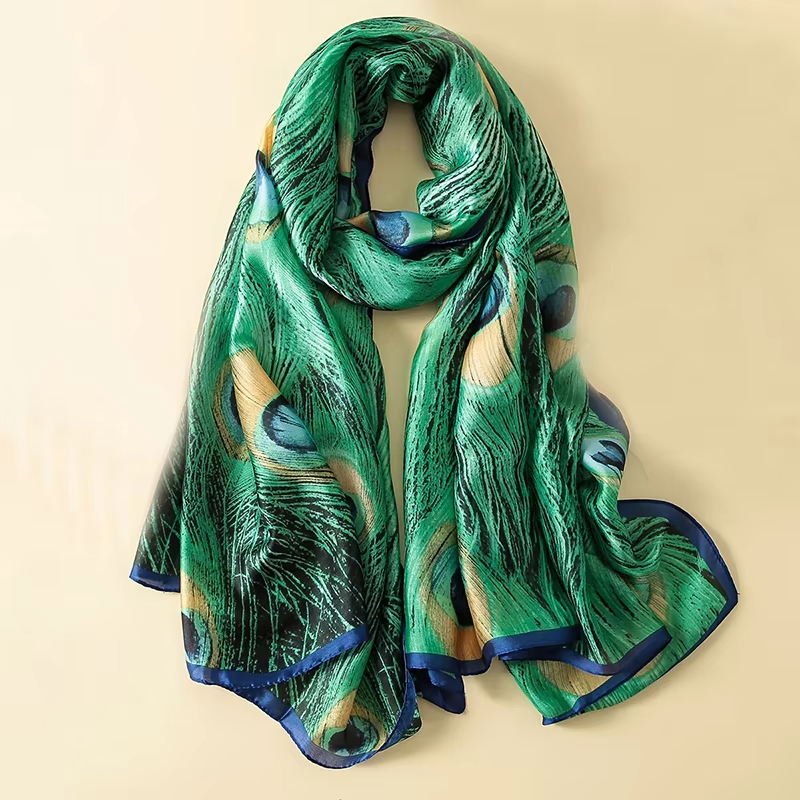 Fashion Imitation Silk Satin Scarf Printed Floral Shawl Women Lightweight Scarves Beach Travel Outdoor Sunscreen Hijab 180*85cm