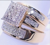 3 pcs/set Fashion Colorful Zircon Inlaid Hollow Metal Ring For Women Accessories Jewelry Party Wedding Gift