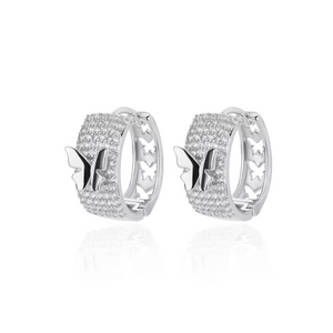 Zircon Butterfly Hoop Earrings for Women Girls Stainless Steel Gold Color Earrings Luxury Wedding Jewelry Party Gift
