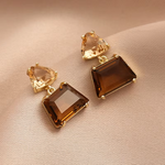 Load image into Gallery viewer, Trendy Cubic Zirconia Copper Drop Earrings For Women Girls Brown Crystal Pendant Earring Party Birthday Daily Jewelry

