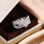 Load image into Gallery viewer, New Luxury Fashion Women 925 Silver Plated Wedding Party Ring Unique Bow Personality Zircon Ring Exquisite Jewelry
