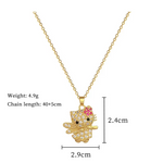Load image into Gallery viewer, Creative Cute Zircon Hello Kitty Angel Pendant Necklaces for Women Girls Stainless Steel Chain Gold Color Jewelry Gifts
