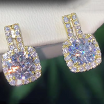 Load image into Gallery viewer, Huitan Fashion Silver Color CZ Stud Earrings for Women Bling Bling AAA White Cubic Zirconia Statement Earrings Hot Sale Jewelry
