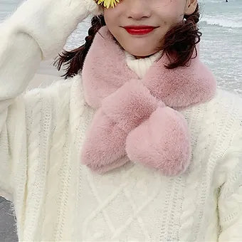 Fake Rabbit Fur Collar Scarf Women Keep Warm Thickening Fur Colorful Cross Winte