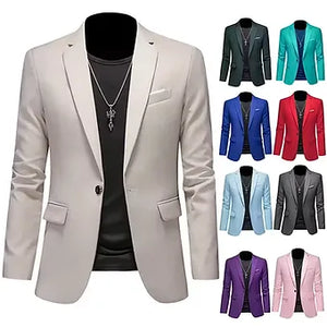 Boutique Fashion Solid Color High-end Brand Casual Business Men's Blazer Groom W