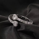 Load image into Gallery viewer, Uwin Baguette CZ Heart 6mm Adjustable Cuff Bangle Micro Paved Bling Cubic Zircon
