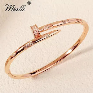 Miallo Newest Classic Brand Nail Bracelets Copper With Zirconium Female Simple T