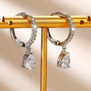 Huitan Simple Classic Square/Heart/Pear Cubic Zirconia Dangle Earrings for Women