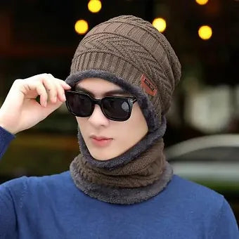 Winter Beanie Hats For Men Knitted Hat Winter Cap Beanie Women Thick Wool Neck